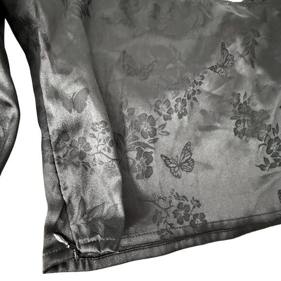 Black Off-The-Shoulder Jacquard Long-Sleeve Crop Top S By Lila Hearts - Picture 4 of 6